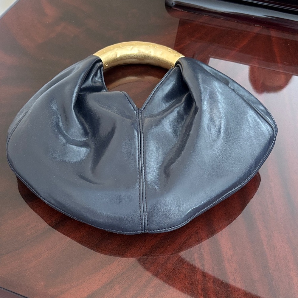 Zara Navy  Hobo Bag with Gold Accent